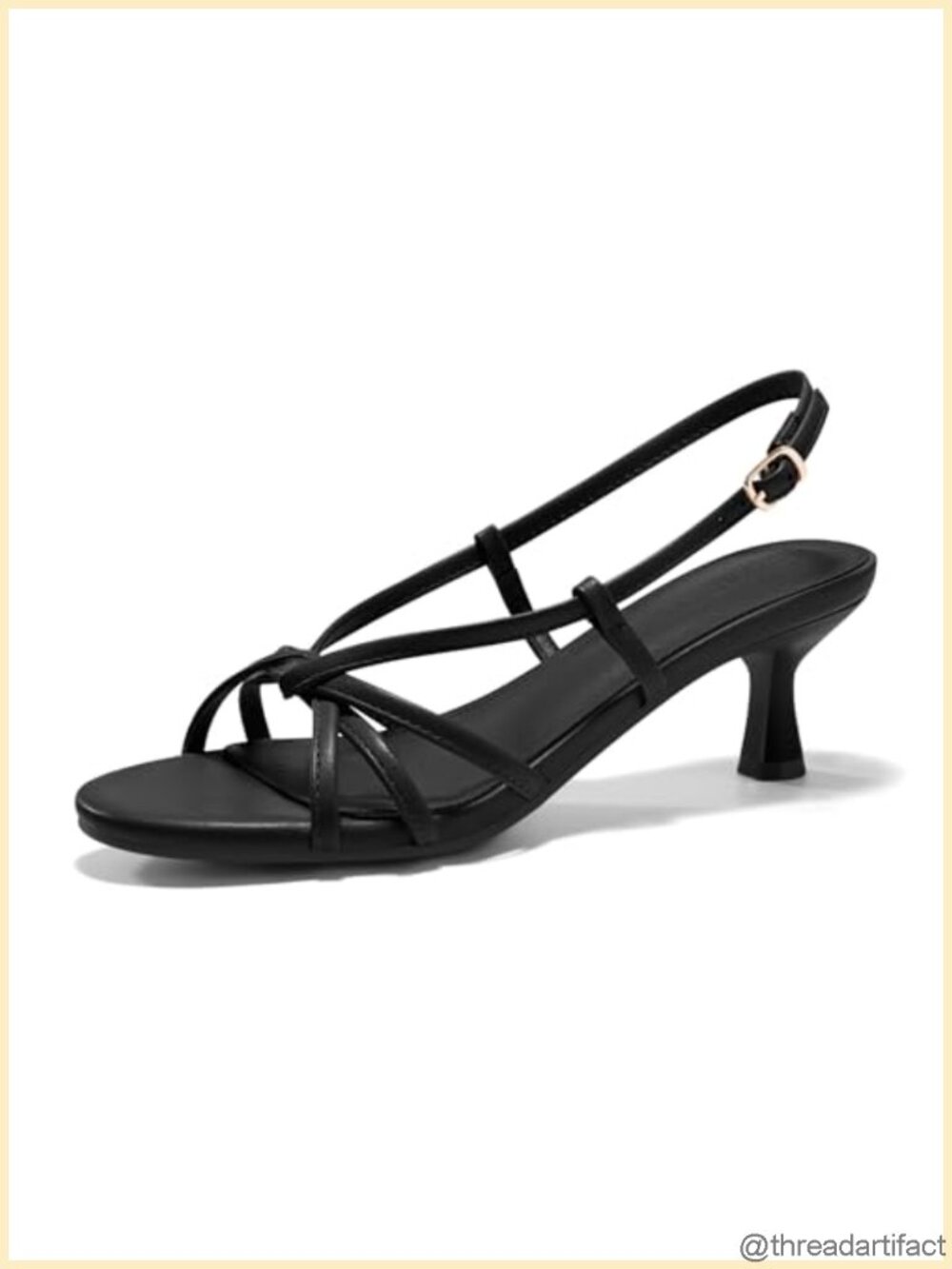 Coutgo Strappy Sandals Slingback Kitten Low Heels Open Toe Buckle Strap Dress